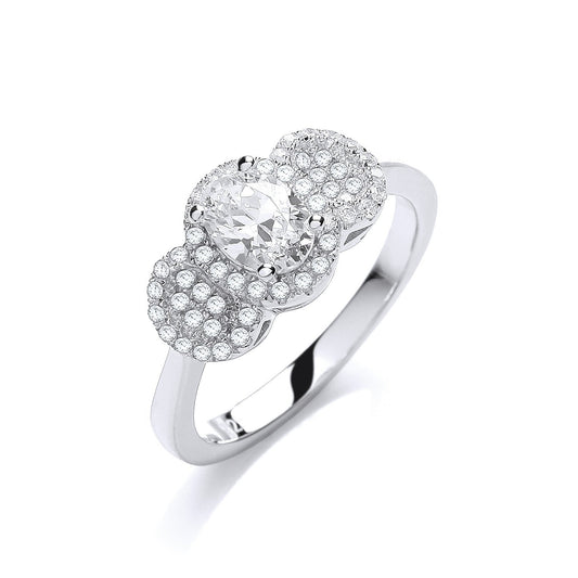 Micro Pave Trilogy with Centre Cubic Zirconia Ring