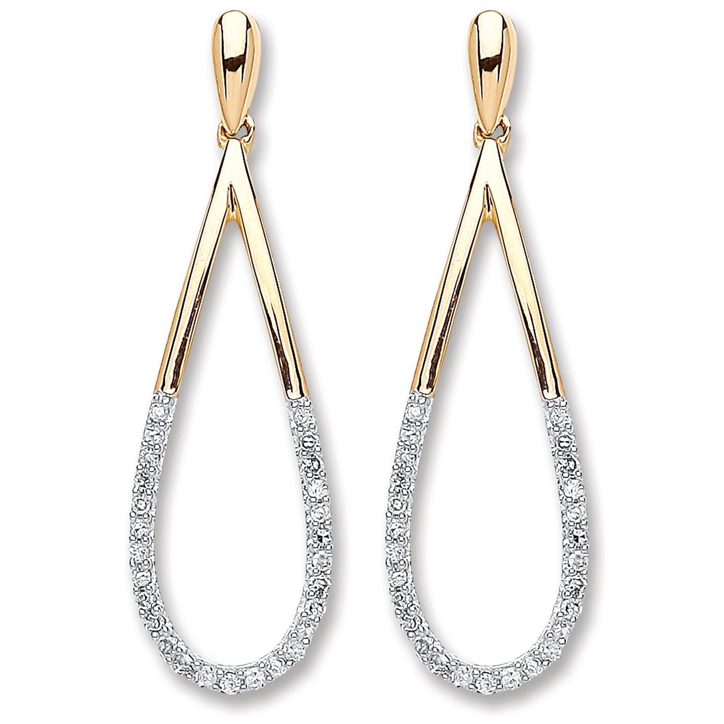 9ct Yellow Gold 0.15ct Dia Drop Earrings (HNN-F0B173)