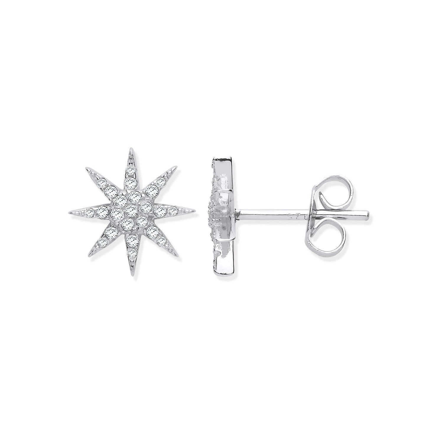 Silver Starburst Cubic Zirconia Studs