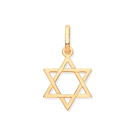 Yellow Gold Star of David Pendant - 11.8mm