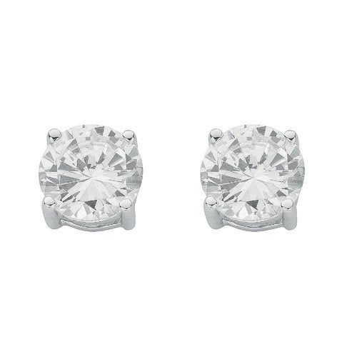 Silver Claw Set Cubic Zirconia 10mm Stud Earrings