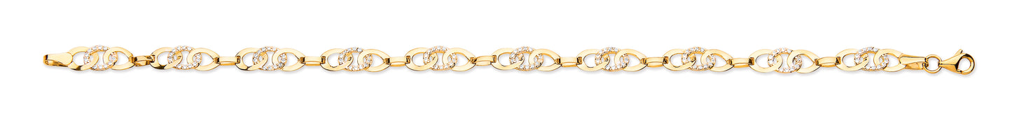 Yellow Gold Cubic Zirconia Entwined Links Bracelet