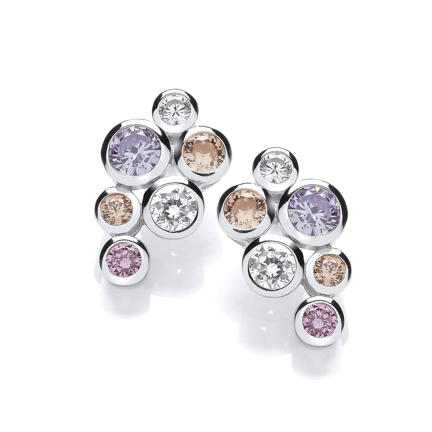 Multi Colour Rubover Set Cubic Zirconias Earrings