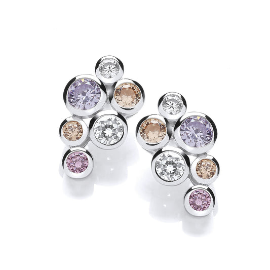 Multi Colour Rubover Set Cubic Zirconias Earrings