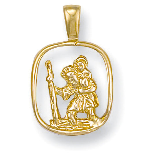 Yellow Gold Cut Out St. Christopher Pendant - 1.5g