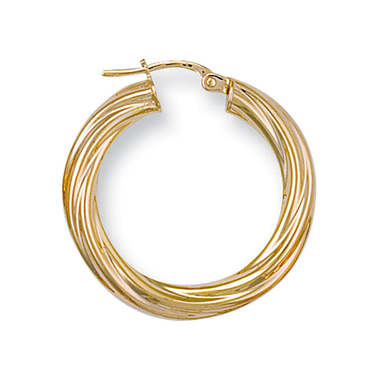 Yellow Gold 27mm Twisted Hoop Earrings - 2.0g