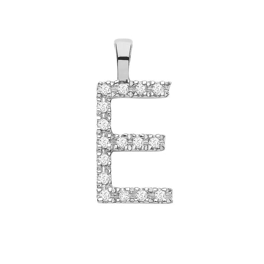 9ct White Gold 0.06ct Diamond E Initial