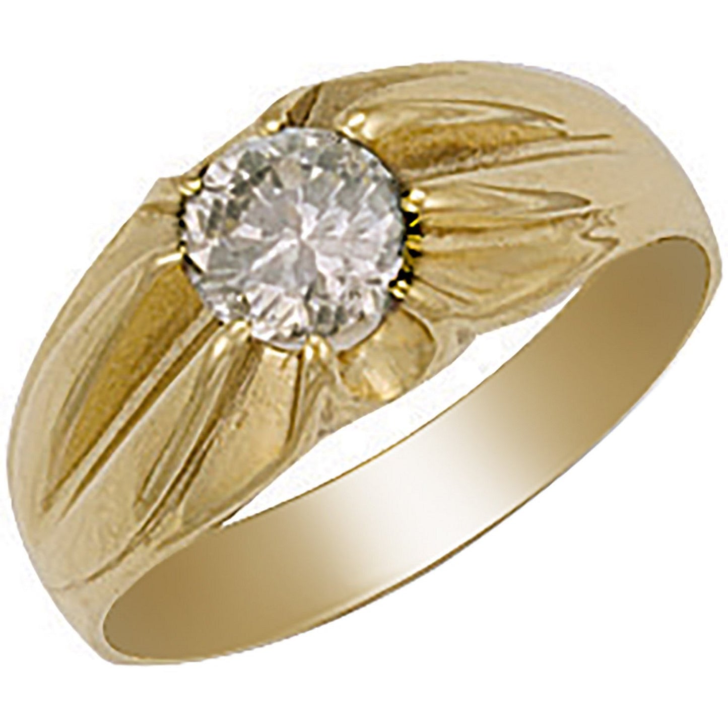 Yellow Gold Cubic Zirconia Gipsy Ring (HNN-21FF64)
