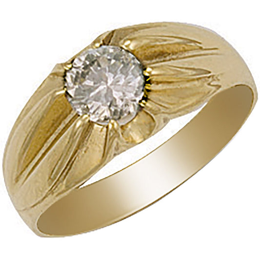 Yellow Gold Cubic Zirconia Gipsy Ring (HNN-21FF64)