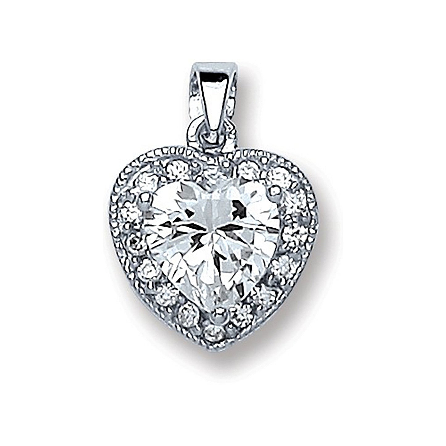 Silver Heart Cubic Zirconia Pendant