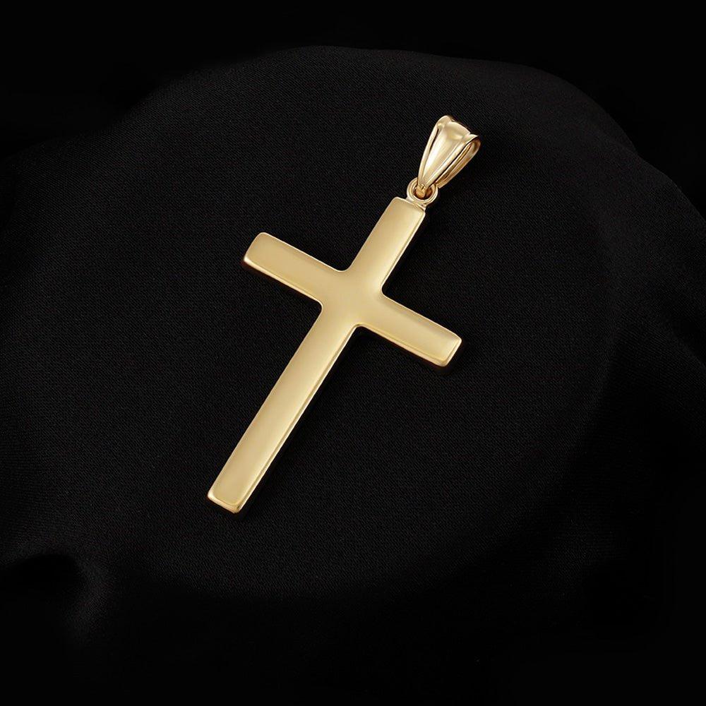 Yellow Gold Plain Hollow Cross - 21mm