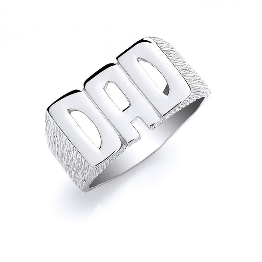 Silver Dad Barked Side Ring