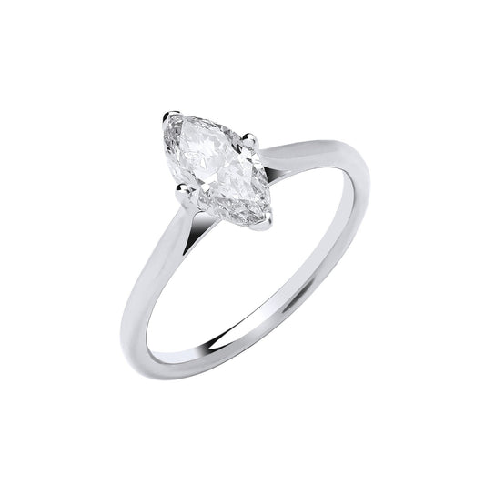 18ct White Gold 1.00ctw Marquise Cut Lab Grown Diamond Ring IGI Certified