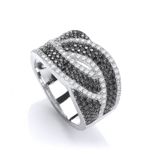 Micro Pave Black & Clear Cubic Zirconia Ring