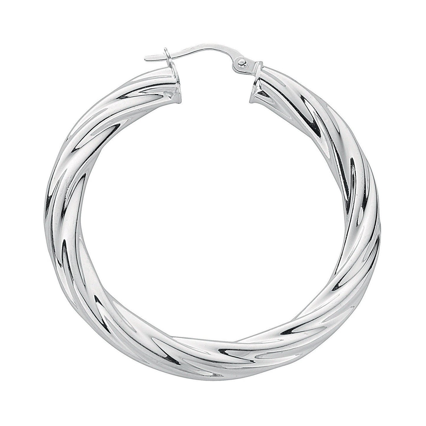 Silver Twisted Hoop Earrings - 5.2mm