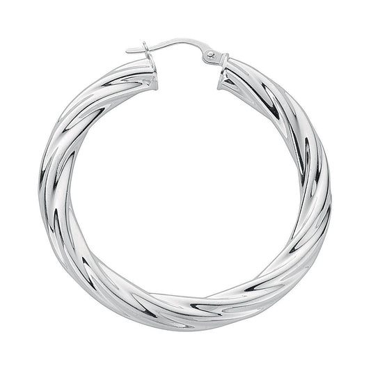 Silver Twisted Hoop Earrings - 5.2mm