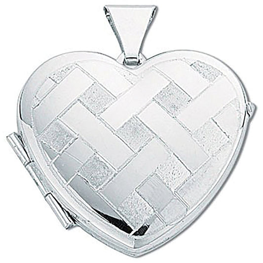 Silver Medium Engraved Heart Shaped Locket (HNN-70B113)