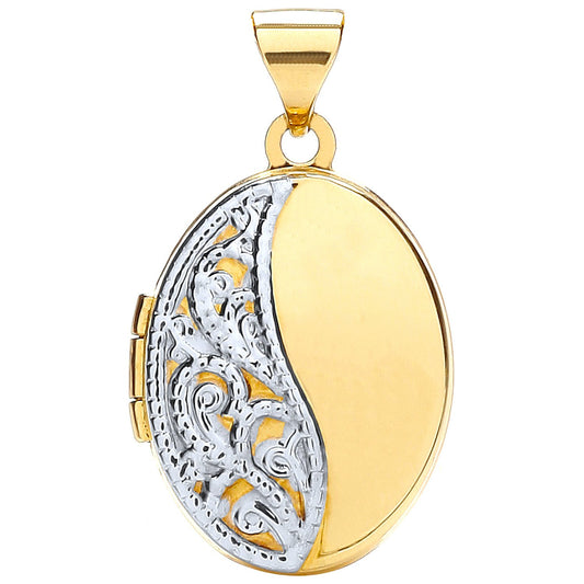 Yellow White Oval Shaped Locket (HNN-414A67)