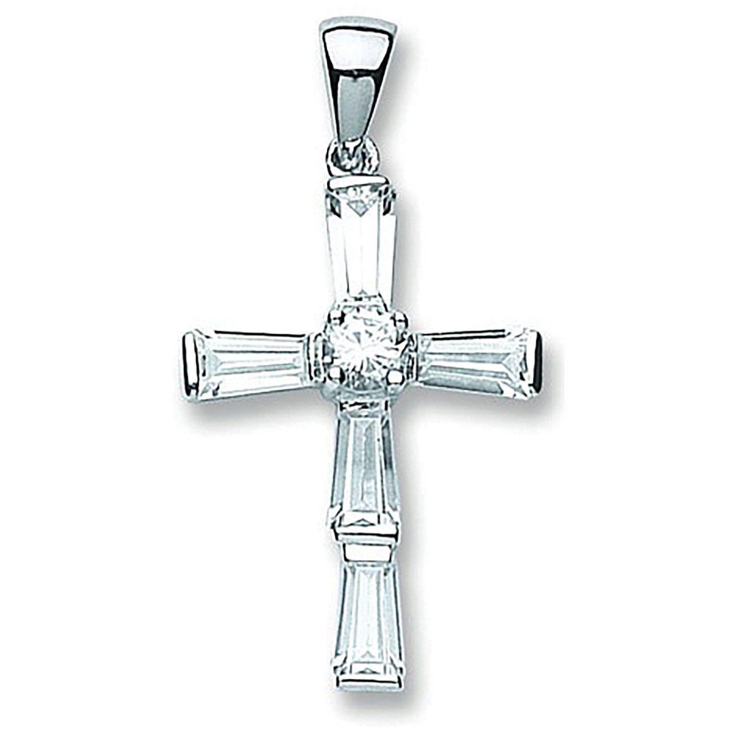 Silver Fancy Cubic Zirconia Cross - 4.4g