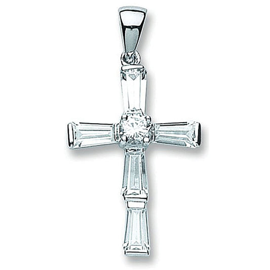 Silver Fancy Cubic Zirconia Cross - 4.4g