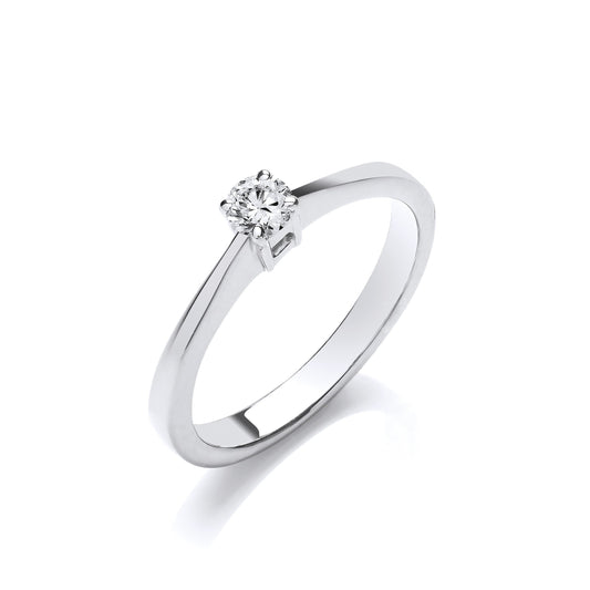 9ct White Gold 0.15ct Diamond Engagement Ring (HNN-F5AC6F)