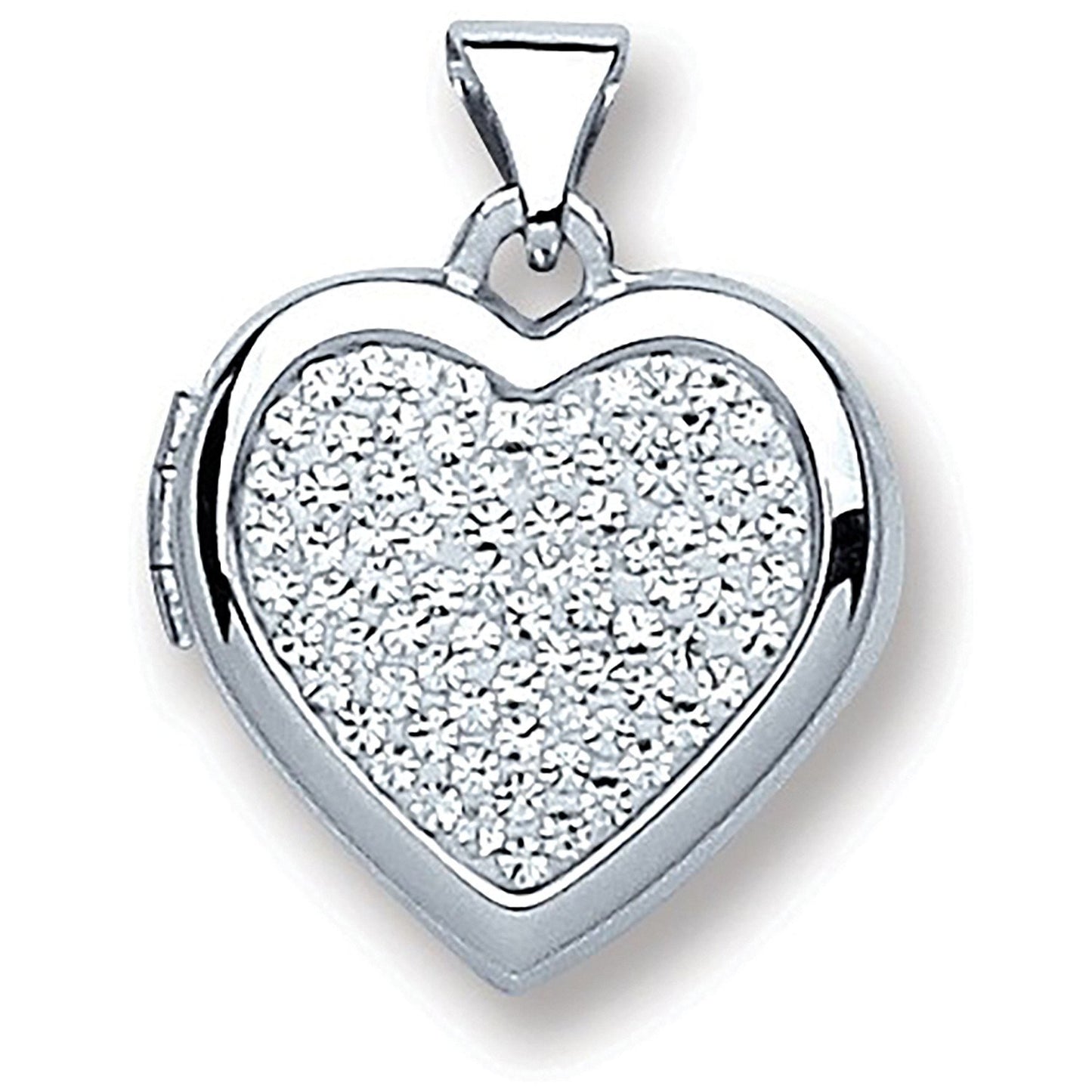 Silver Heart All Crystals Locket