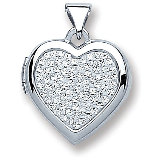 Silver Heart All Crystals Locket