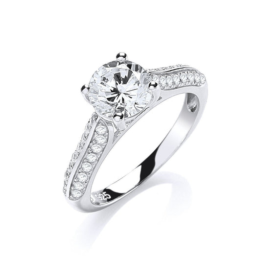 Micro Pave Solitaire Cubic Zirconia Ring