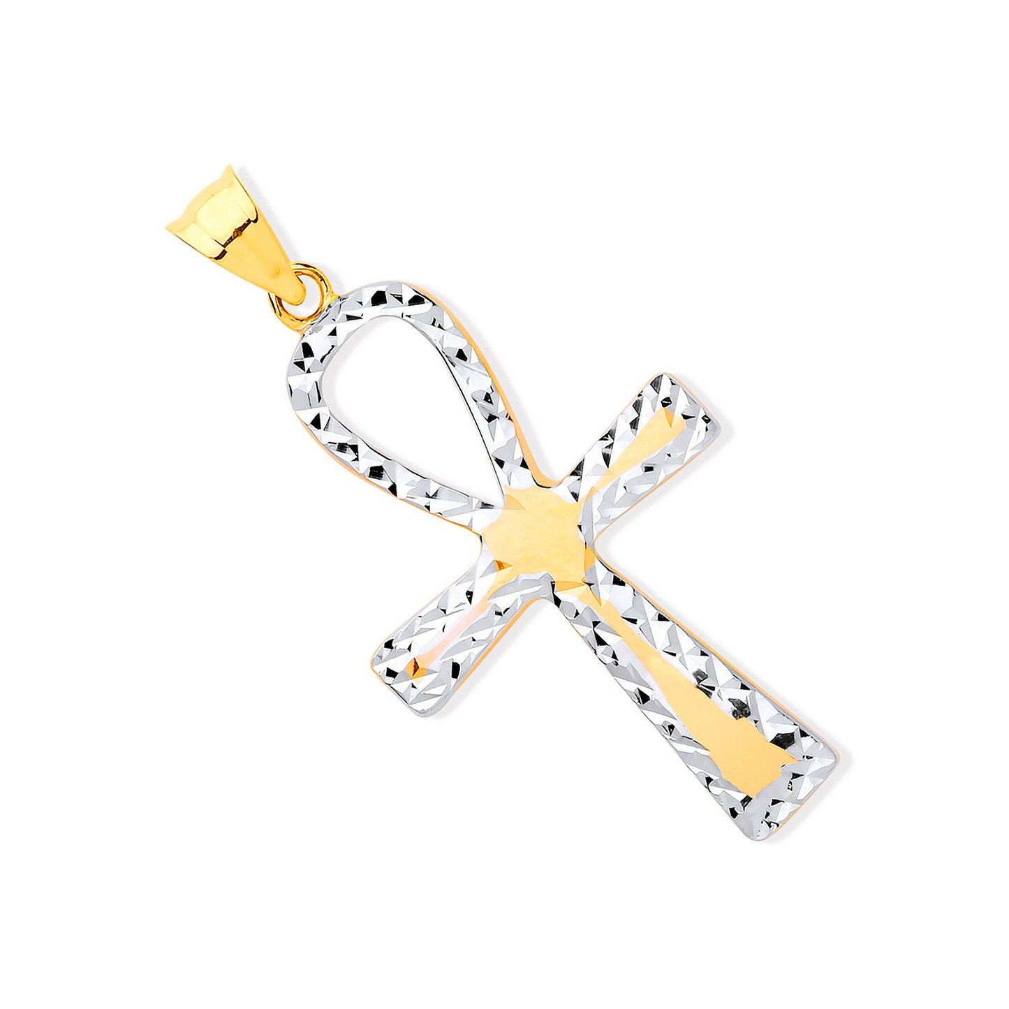 Yellow and White Gold Loop Top Fancy Cross