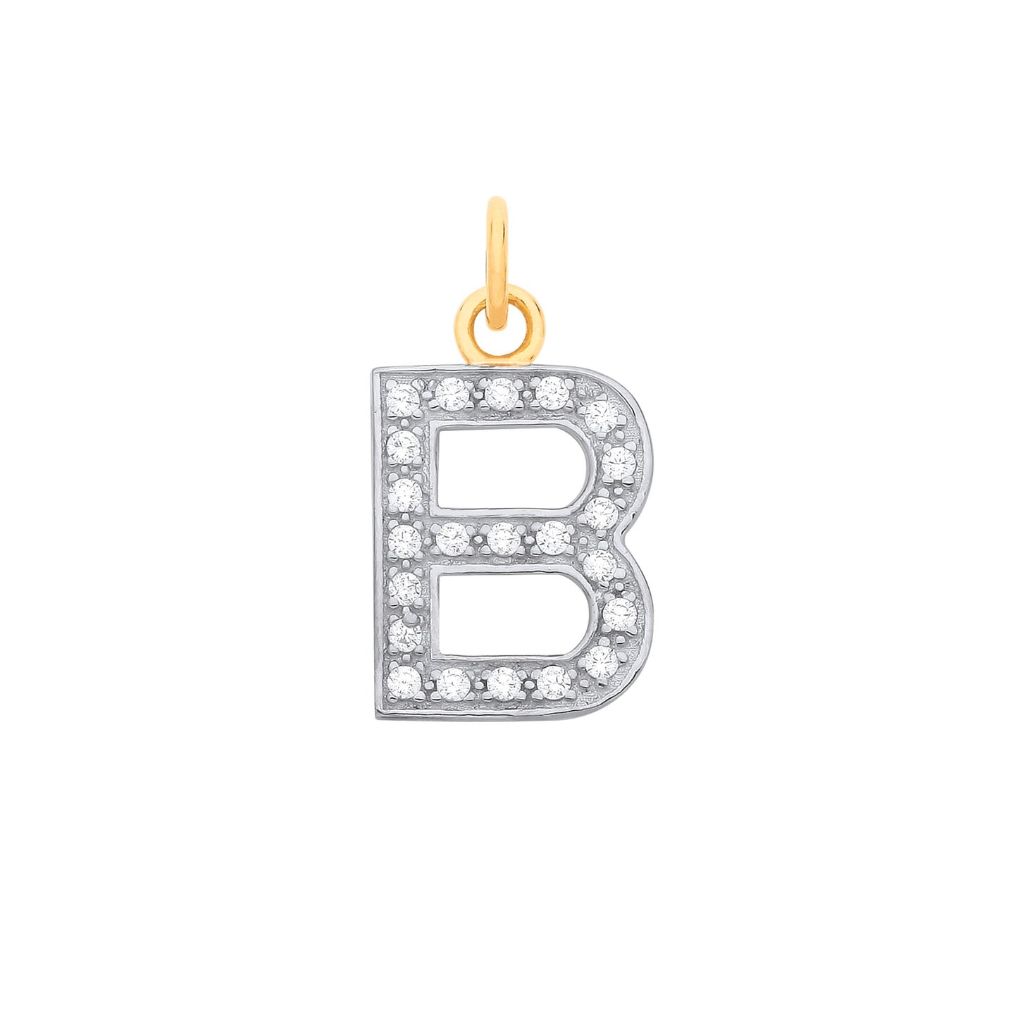Yellow Gold Medium Cubic Zirconia Initial Pendants