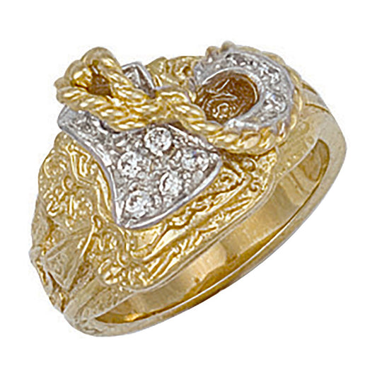Yellow Gold Cubic Zirconia Saddle Ring (HNN-6B4F1C)