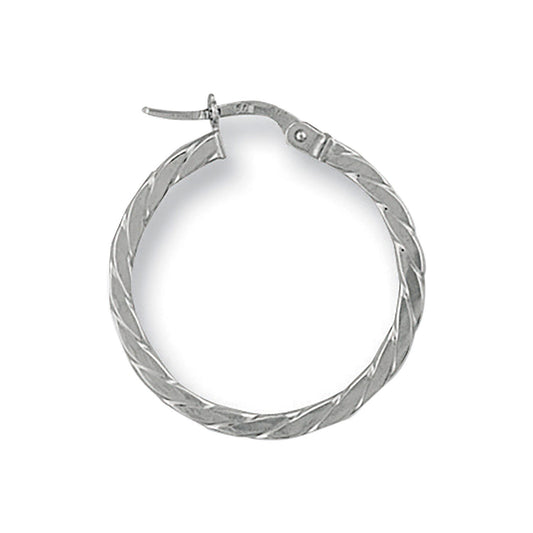 White Gold 25mm Twisted Hoop Earrings - 1.4g