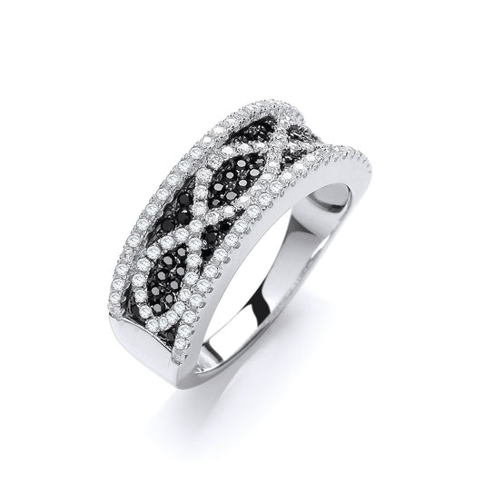 Micro Pave Black/White Cubic Zirconia Ring