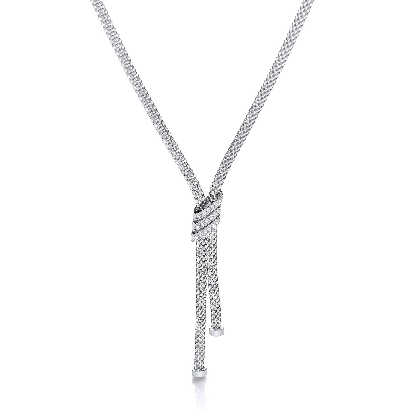 Necklace with 3 Stripes Cubic Zirconias 17"