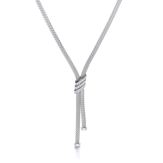 Necklace with 3 Stripes Cubic Zirconias 17"