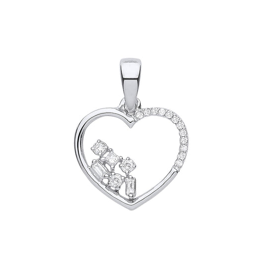 9ct White Gold 0.10ct Diamond Heart Pendant