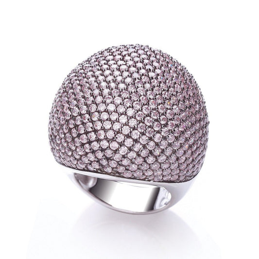 Micro Pave Big Cocktail Ring 503 Pink Cubic Zirconia