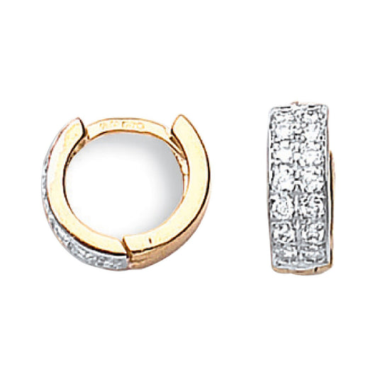 Yellow Gold 12mm Cubic Zirconia Huggies
