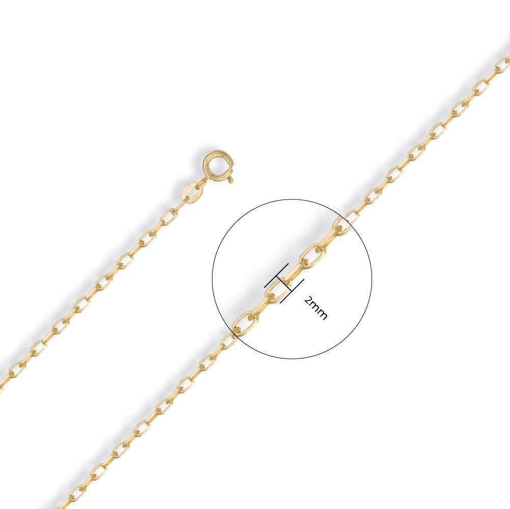 Yellow Gold 2.2mm Diamond Cut Oval Belcher Chain