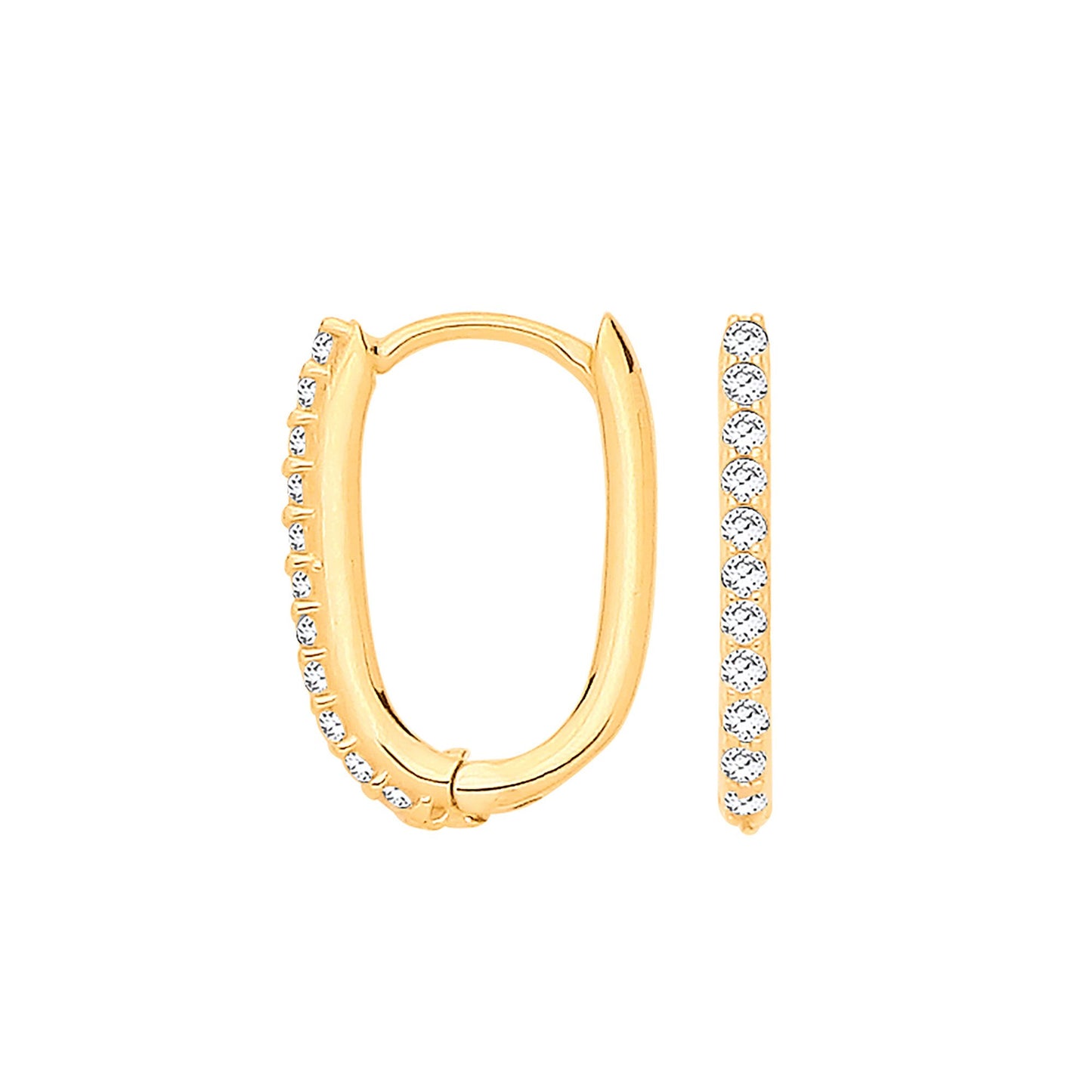 Yellow Gold Small J Huggies with Cubic Zirconias