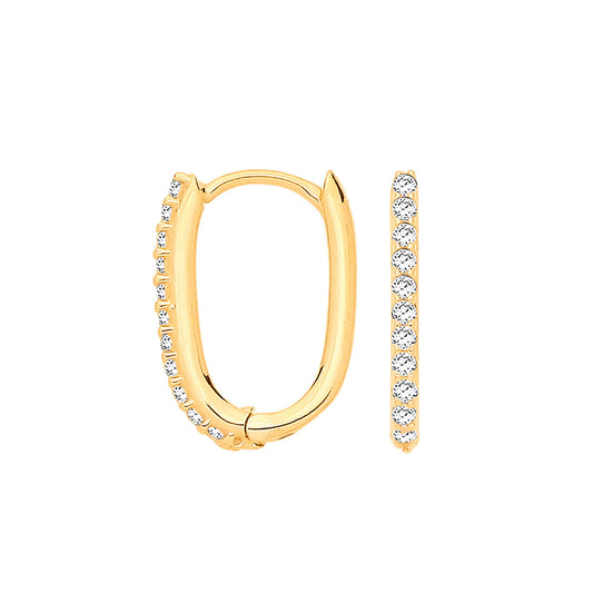 Yellow Gold Small J Huggies with Cubic Zirconias