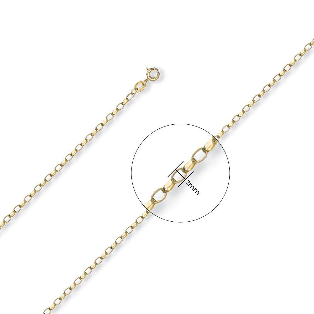 Yellow Gold 2.2mm Open Diamond Cut Oval Belcher Chain