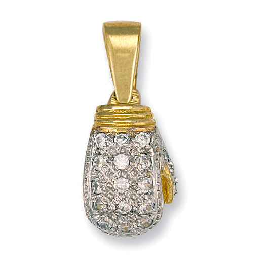 Yellow Gold Cubic Zirconia Boxing Glove Pendant - 14mm