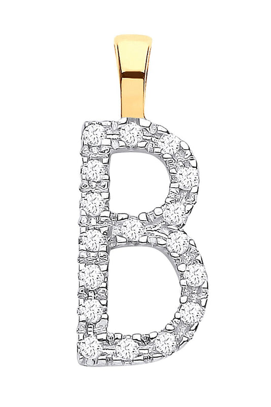 9ct Yellow Gold 0.06ct Diamond B Initial
