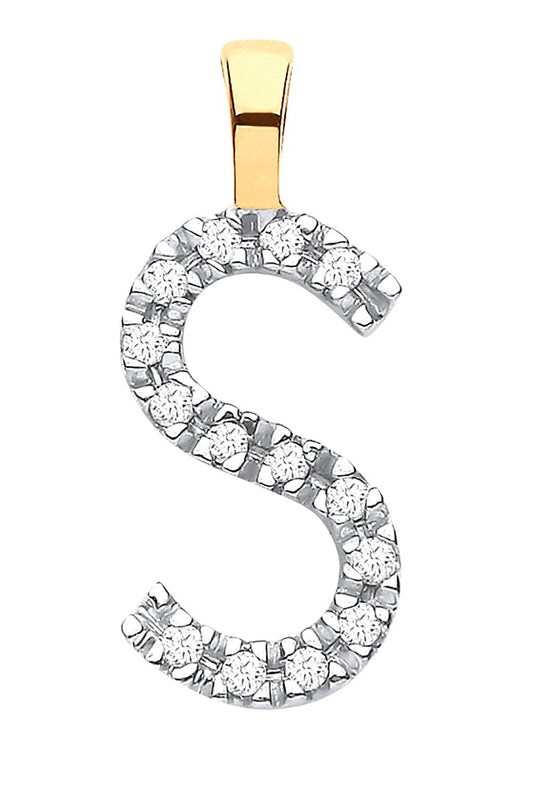 9ct Yellow Gold 0.05ct Diamond S Initial