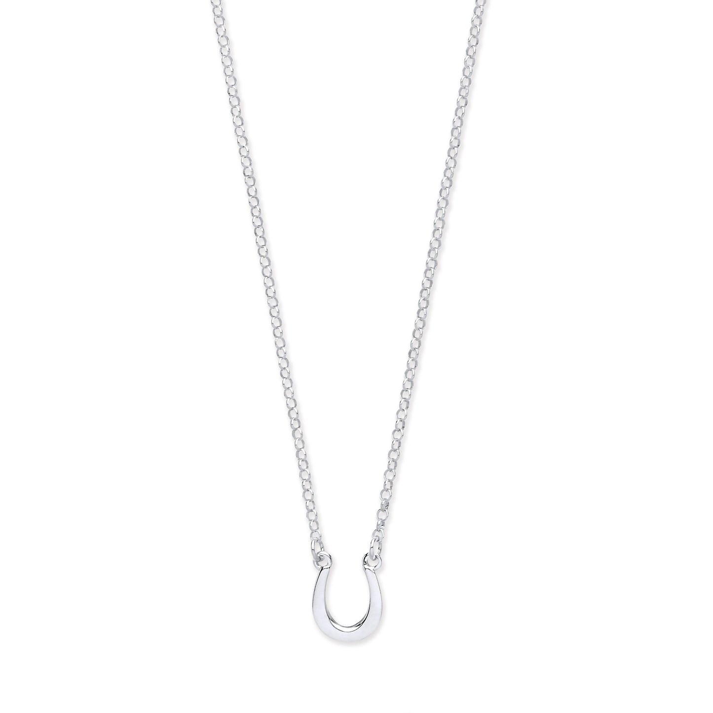 Silver Lucky Horseshoe Necklace 16" + 2" Extention