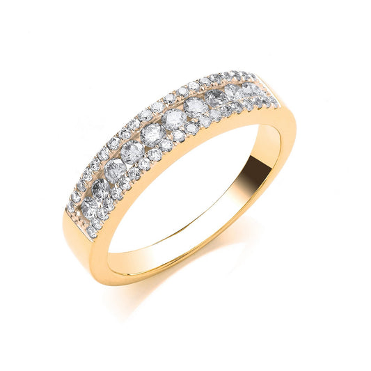 18ct Yellow Gold 0.50ct GH-SI Diamond Half Eternity Ring