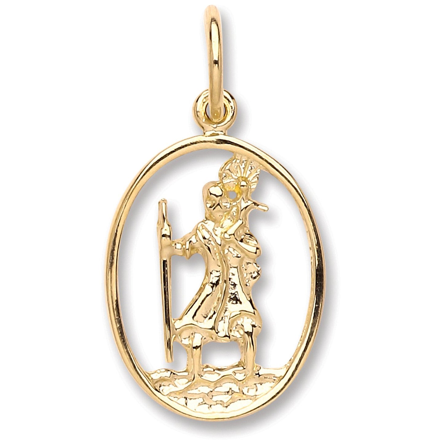 Yellow Gold Oval Cut Out St. Christopher Pendant