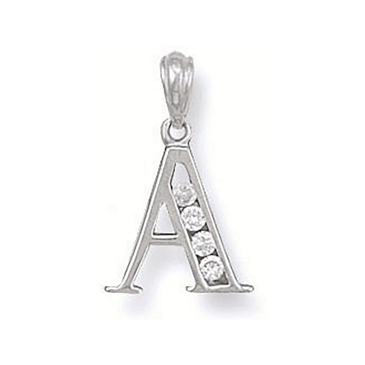 Silver Channel Set Cubic Zirconia Initial Pendant
