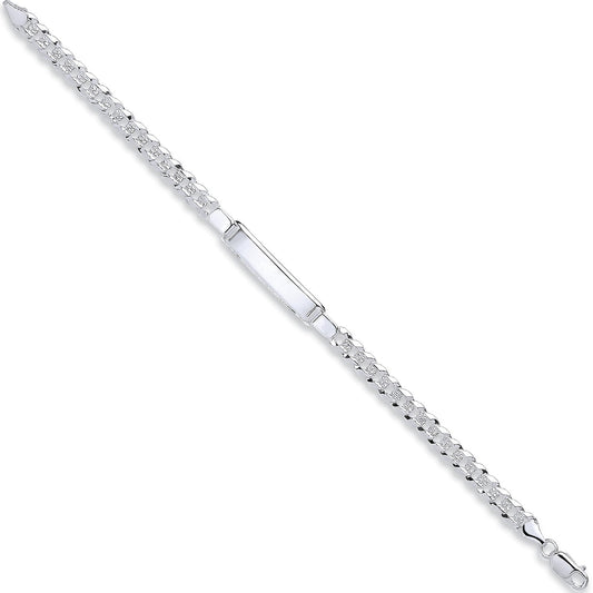 Silver Curb Pave ID Bracelet